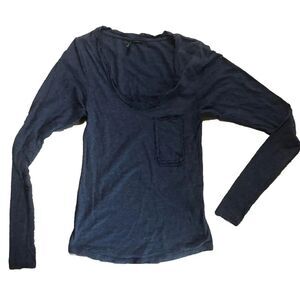 United Colors Of Benetton Italy Women's Blue Long Sleeve Cotton Stretch Shirt  S